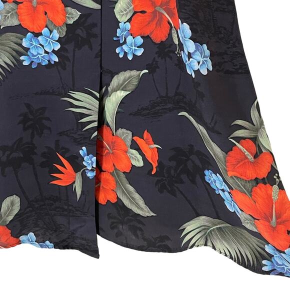 Veda Silk slip mini dress Hawaiian print tropical black wrap draped straps M - Picture 6 of 15